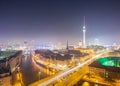 View over Berlin Alexanderplatz at night Royalty Free Stock Photo