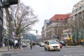 View over the Berlin boulevard `Tauentzien` with shops to the famous mall `KaDeWe`