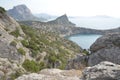 A view over Black sea, cliffs and mountains. Crimea