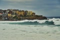 View Over Bondi Beach Bay in Storm Weather With Heavy Surf, Australia Royalty Free Stock Photo