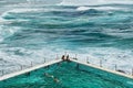 Bondi Ocean Pool and Rough Pacific Ocean Waves, Sydney, Australia