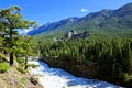 View over Bow Falls in the Canadian Rockies, Banff Royalty Free Stock Photo