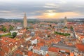 View over Bruges historical old town on sunset Royalty Free Stock Photo