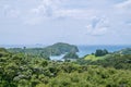 View over bush to Tutukaka Harbour and The Poor Knights Islands, Northland, New Zealand, NZ Royalty Free Stock Photo