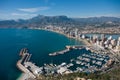 View over Calpe Calp town, Spain. Shot from the Penon Ifach Royalty Free Stock Photo