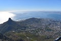 View over Cape Town with the Lions Head from the big Table Mountain in South Africa Royalty Free Stock Photo