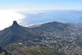 View over Cape Town with the Lions Head from the big Table Mountain in South Africa Royalty Free Stock Photo