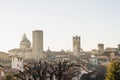 View over Citta Alta or Old Town buildings in the ancient city of Bergamo, Lombardia, Italy on a clear day. Royalty Free Stock Photo