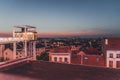 View over the city of Brussels at sunset, Belgium. Viewpoint at Poelaert square