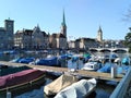 View over city harbour of Zurich