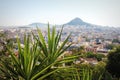 View over the city and the Lycabettus hill from Acropolis in Athens, Greece. Panorama of Athens . Beautiful cityscape Royalty Free Stock Photo