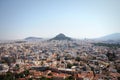 View over the city and the Lycabettus hill from Acropolis in Athens, Greece. Panorama of Athens . Beautiful cityscape Royalty Free Stock Photo