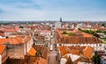 Aerial view over the city of Timisoara in Romania. Royalty Free Stock Photo