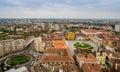 Aerial view over the city of Timisoara in Romania. Royalty Free Stock Photo