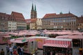 Farmers Market in the Old Town Square in Nuremburg, Germany Royalty Free Stock Photo