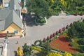 View over colourful village houses