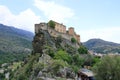 View over Corte city in Corsica surrounded by mountains, France Royalty Free Stock Photo