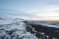 View over Diamond Beach in Iceland with Ice Cubes on the ground