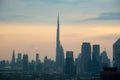 View over Dubai with Burj Khalifa the tallest building in the world. Dubai, UAE. Royalty Free Stock Photo