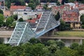 View over the Elbe and the Loschwitzer bridge, or Blue Wonder in Dresden Royalty Free Stock Photo