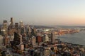 A View Over Elliott bay and Seattle Urban Downtown City Skyline Buildings Waterfront