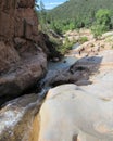 Ellison Creek waterfall in Arizona with people below Royalty Free Stock Photo