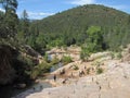 Ellison Creek waterfall in Arizona with people below Royalty Free Stock Photo