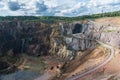 View over the Falun copper mine heritage site in Falun, Dalarna Sweden showing the geology of the great pit Royalty Free Stock Photo