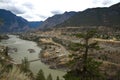 View over the Fraser River and the town of Lillooet Royalty Free Stock Photo