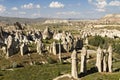 Extreme terrain of Cappadocia and volcanic rock formations known as fairy chimneys, Turkey Royalty Free Stock Photo