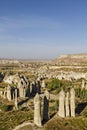 Extreme terrain of Cappadocia and volcanic rock formations known as fairy chimneys, Turkey Royalty Free Stock Photo