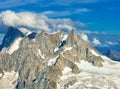 CHAMONIX, FRANCE - AUGUST 8, 2017: View over glacier Mer de Glace from terrace, Chamonix France Royalty Free Stock Photo