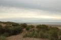 A view over the grassy sand dunes at Saunton Sands beach in Devon, South West UK Royalty Free Stock Photo