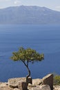 View over Greek island Lesvos from Assos, Turkey Royalty Free Stock Photo