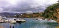 A view over the Gulf of Naples, mountains, yachts in Sorrento. Royalty Free Stock Photo