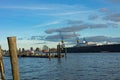 view over Hamburg harbour in late afternoon light