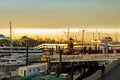 view over Hamburg harbour in the morning