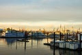 view over Hamburg harbour in the morning