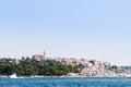 View over harbor and old town of Vrsar, Croatia, from the sea