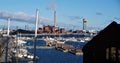 View over the harbour of Helsinki with coal power plant Royalty Free Stock Photo