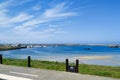 View over harbour of Povoa de Varzim, Portugal on a sunny summer day Royalty Free Stock Photo