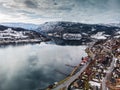 View over Hardangerfjord and Ulvik town in Norway