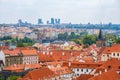 View over historic center of Prague with castle Prague city panorama, red roofs of Prague, Czech Republic Royalty Free Stock Photo