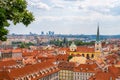 View over historic center of Prague with castle Prague city panorama, red roofs of Prague, Czech Republic Royalty Free Stock Photo