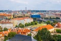 View over historic center of Prague with castle Prague city panorama, red roofs of Prague, Czech Republic Royalty Free Stock Photo