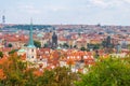 View over historic center of Prague with castle Prague city panorama, red roofs of Prague, Czech Republic Royalty Free Stock Photo