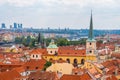 View over historic center of Prague with castle Prague city panorama, red roofs of Prague, Czech Republic Royalty Free Stock Photo