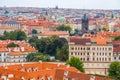 View over historic center of Prague with castle Prague city panorama, red roofs of Prague, Czech Republic Royalty Free Stock Photo