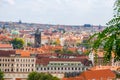 View over historic center of Prague with castle Prague city panorama, red roofs of Prague, Czech Republic Royalty Free Stock Photo