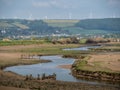 View over Horsey Island, Braunton Marsh, Devon, UK at low tide, photo taken from South West Coastal Path.
